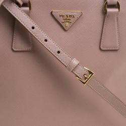 Pre Owned Prada Blush Pink Saffiano Lux Leather Double Zip Tote