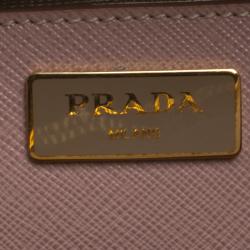 Pre Owned Prada Blush Pink Saffiano Lux Leather Double Zip Tote