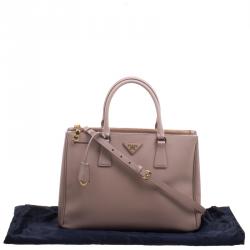 Pre Owned Prada Blush Pink Saffiano Lux Leather Double Zip Tote