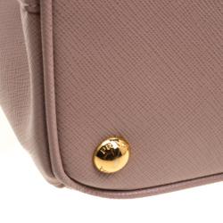 Pre Owned Prada Blush Pink Saffiano Lux Leather Double Zip Tote