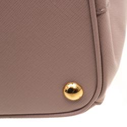 Pre Owned Prada Blush Pink Saffiano Lux Leather Double Zip Tote