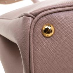 Pre Owned Prada Blush Pink Saffiano Lux Leather Double Zip Tote
