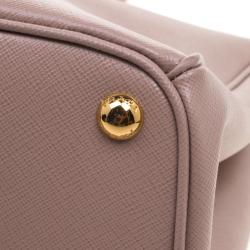 Pre Owned Prada Blush Pink Saffiano Lux Leather Double Zip Tote