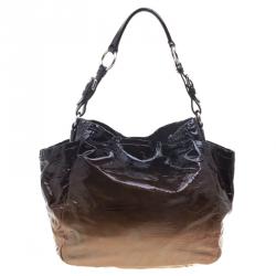 Pre Owned Prada Brown Ombre Patent Leather Hobo