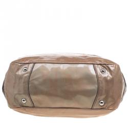 Pre Owned Prada Brown Ombre Patent Leather Hobo