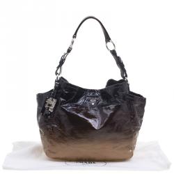 Pre Owned Prada Brown Ombre Patent Leather Hobo
