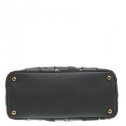 Pre Owned Prada Grey Exotic Skin and Leather Patchwork Double Handle Tote