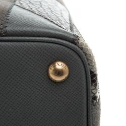 Pre Owned Prada Grey Exotic Skin and Leather Patchwork Double Handle Tote