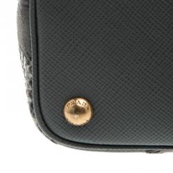 Pre Owned Prada Grey Exotic Skin and Leather Patchwork Double Handle Tote