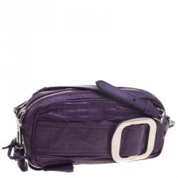 Pre Owned Prada Purple Nappa Antique Leather Shoulder Bag