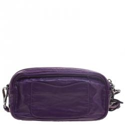 Pre Owned Prada Purple Nappa Antique Leather Shoulder Bag