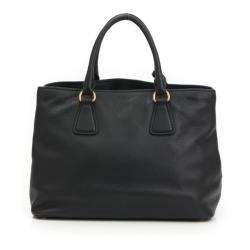 Pre Owned Prada Black Vitello Daino Leather Tote