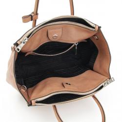 Pre Owned Prada Brown Glace Calf Leather Twin Pocket Double Handle Tote