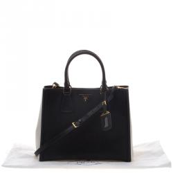 Pre Owned Prada Black/White Saffiano Lux Leather Tote