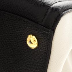 Pre Owned Prada Black/White Saffiano Lux Leather Tote