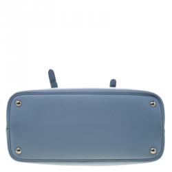 Pre Owned Prada Light Blue Saffiano Cuir Leather Convertible Tote