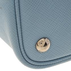 Pre Owned Prada Light Blue Saffiano Cuir Leather Convertible Tote