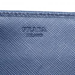 Pre Owned Prada Blue Saffiano Leather Continental Wallet