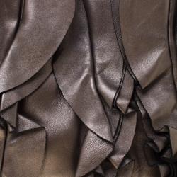 Pre Owned Prada Metallic Grey Nappa Leather Ruffle Hobo