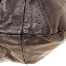 Pre Owned Prada Metallic Grey Nappa Leather Ruffle Hobo