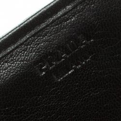 Pre Owned Prada Black Gaufre Nappa Leather Continental Wallet