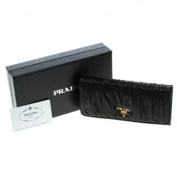 Pre Owned Prada Black Gaufre Nappa Leather Continental Wallet