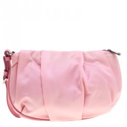 Pre Owned Prada Blush Pink Nylon Wristlet Clutch