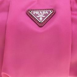 Pre Owned Prada Pink Nylon Wristlet Clutch