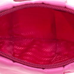 Pre Owned Prada Pink Nylon Wristlet Clutch