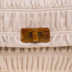 Pre Owned Prada Beige Leather Gaufre Wristlet Clutch