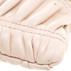 Pre Owned Prada Beige Leather Gaufre Wristlet Clutch