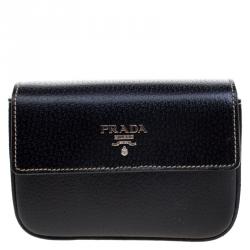 Pre Owned Prada Black Leather Mini Box Clutch