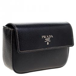 Pre Owned Prada Black Leather Mini Box Clutch