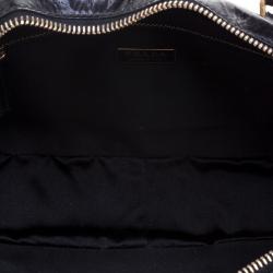 Pre Owned Prada Black/White Woven Leather Bowler Bag