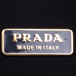 Pre Owned Prada Black/White Woven Leather Bowler Bag