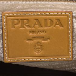 Pre Owned Prada Beige/Gold Jute and Snakeskin Frame Satchel