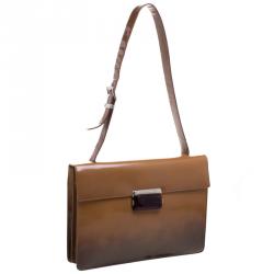 Prada Brown Ombre Patent Leather Shoulder Bag