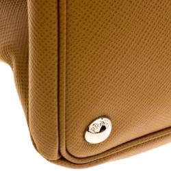 Pre Owned Prada Caramel Saffiano Lux Leather Twin Tote