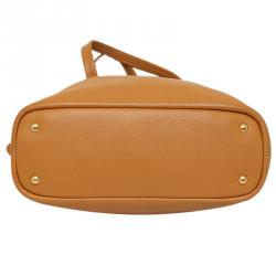 Pre Owned Prada Tan Vitello Daino Leather Side Zip Tote