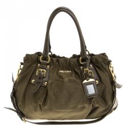 Pre Owned Prada Fatigue Green Nylon Shoulder Bag