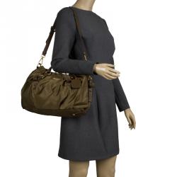 Pre Owned Prada Fatigue Green Nylon Shoulder Bag