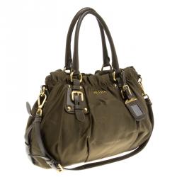 Pre Owned Prada Fatigue Green Nylon Shoulder Bag