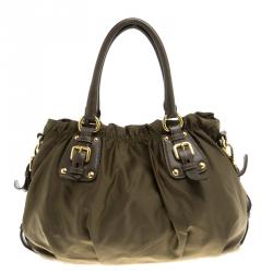 Pre Owned Prada Fatigue Green Nylon Shoulder Bag