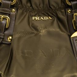 Pre Owned Prada Fatigue Green Nylon Shoulder Bag