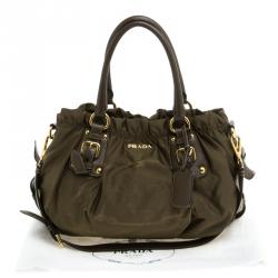 Pre Owned Prada Fatigue Green Nylon Shoulder Bag