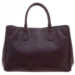 Pre Owned Prada Garnet Saffiano Lux Leather Large Gardener's Tote
