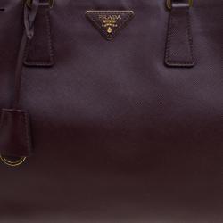 Pre Owned Prada Garnet Saffiano Lux Leather Large Gardener's Tote