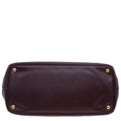 Pre Owned Prada Garnet Saffiano Lux Leather Large Gardener's Tote