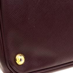 Pre Owned Prada Garnet Saffiano Lux Leather Large Gardener's Tote