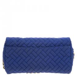 Pre Owned Prada Blue Woven Tessuto Impuntu Shoulder Bag